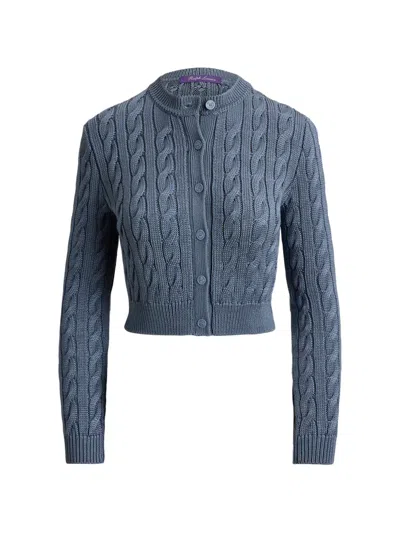 Ralph Lauren Cable-knit Cropped Cardigan In Blue