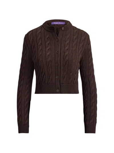 Ralph Lauren Cable-knit Cropped Cardigan In Brown