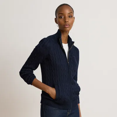 Ralph Lauren Cable-knit Full-zip Mockneck Sweater In Lauren Navy In Blue