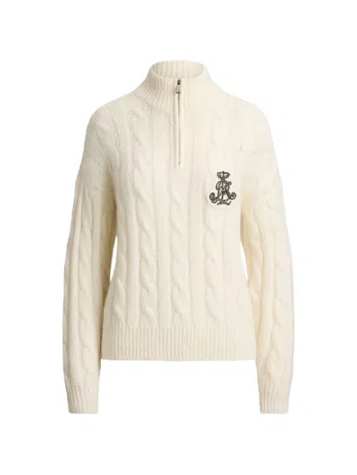 Ralph Lauren Cable-knit Half-zip Sweater In Neutral