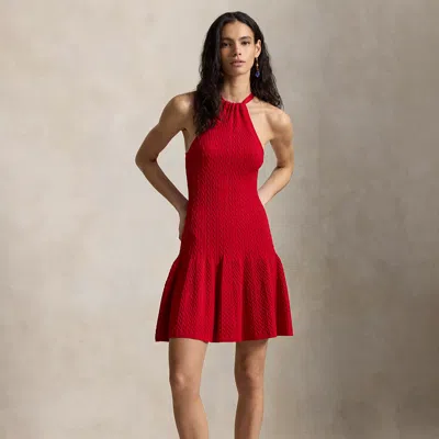 Polo Ralph Lauren Cable-knit Halter Dress In Cruise Red