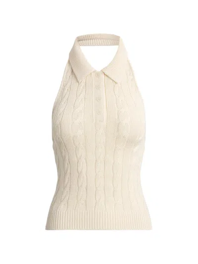 Ralph Lauren Cable-knit Halterneck Polo Vest In Neutral