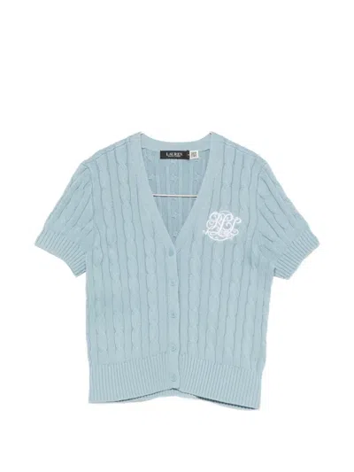 Ralph Lauren Cable-knit Logo-embroidered Cardigan In Blue