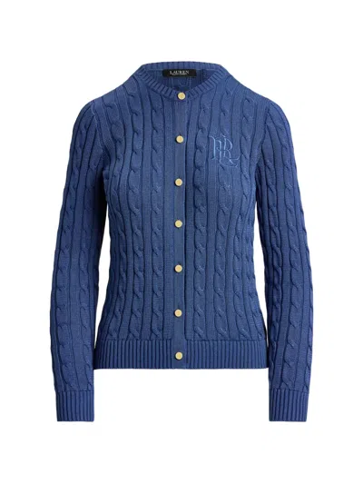 Ralph Lauren Cable-knit Logo-embroidered Cardigan In Multi