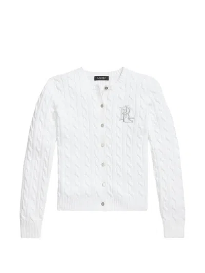 Ralph Lauren Cable-knit Logo-embroidered Cardigan In White