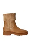 Ralph Lauren Cable-knit Panel Ankle Boots In Brown