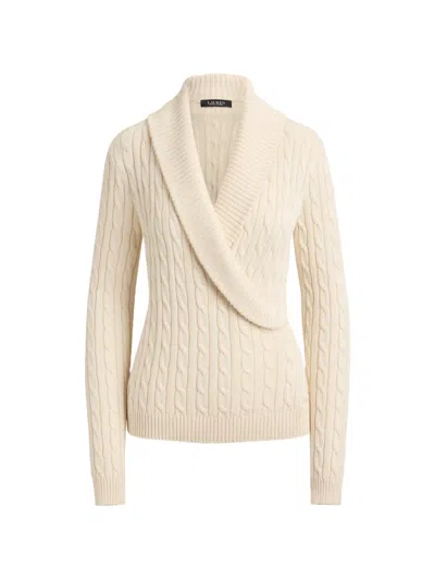 Ralph Lauren Cable-knit Shawl-collar Sweater In Neutral