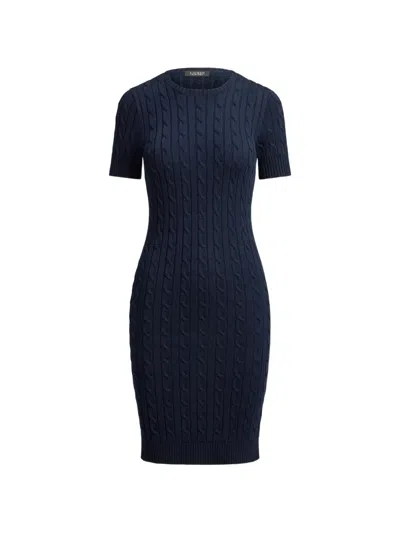 Ralph Lauren Cable-knit Short-sleeve Mini Dress In Red