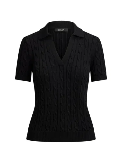 Ralph Lauren Cable-knit Short-sleeve Sweater In Black