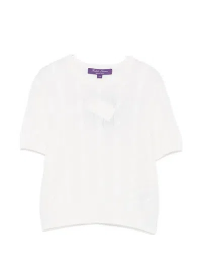 Ralph Lauren Cable-knit Short-sleeve T-shirt In White