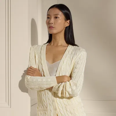 Ralph Lauren Cable-knit Silk Cardigan Sweater In Lux Cream In Neutral