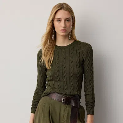 Ralph Lauren Cable-knit Silk-blend Crewneck Sweater In Cypress