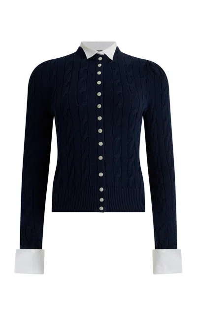Ralph Lauren Cableknit Silk-cashmere Cardigan In Blue