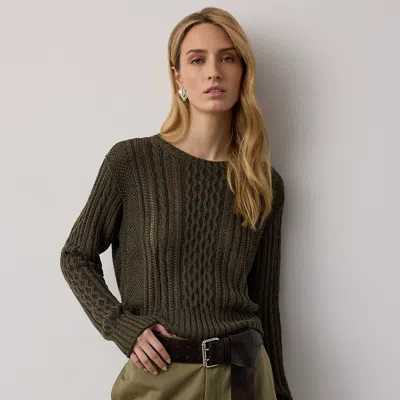 Ralph Lauren Cable-knit Silk-cashmere Sweater In Cypress In Green