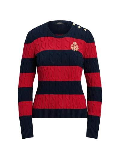 Ralph Lauren Cable-knit Striped Sweater In Multi