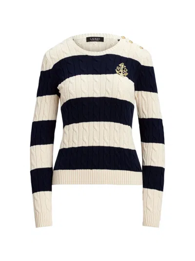 Ralph Lauren Cable-knit Striped Sweater In Multi