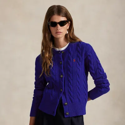 Ralph Lauren Cable-knit Wool-cashmere Cardigan In Active Royal In Blue