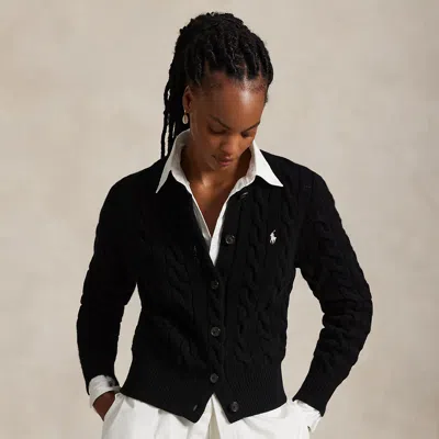 Polo Ralph Lauren Cable-knit Wool-cashmere Cardigan In Polo Black
