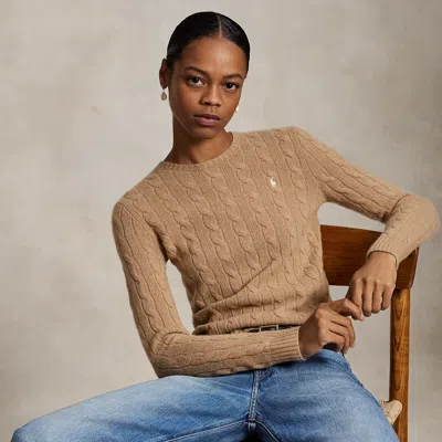 Polo Ralph Lauren Cable-knit Wool-cashmere Sweater In Collection Camel Melange In Brown
