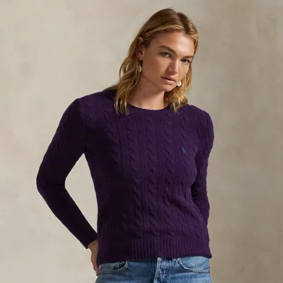 Polo Ralph Lauren Cable-knit Wool-cashmere Sweater In Midnight Purple