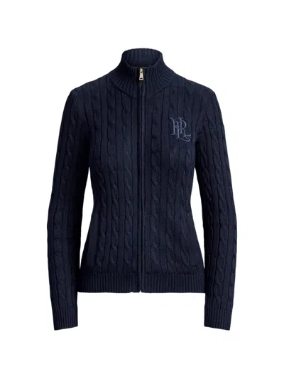 Ralph Lauren Cable-knit Zip-up Cardigan In Blue
