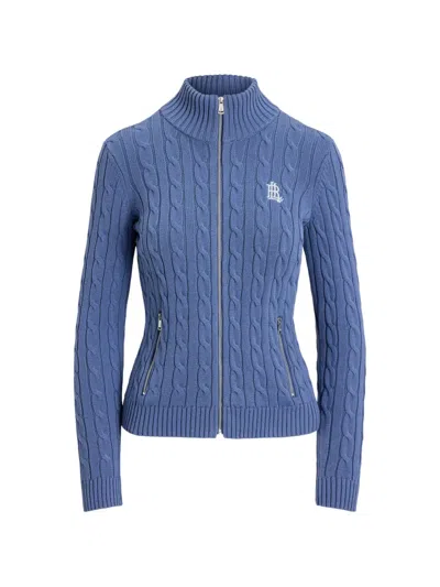 Ralph Lauren Cable-knit Zip-up Cardigan In Blue
