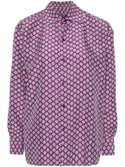 Ralph Lauren Cagney Printed Silk Shirt In Purple