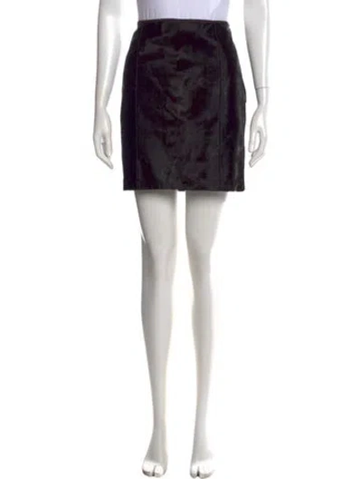 Pre-owned Ralph Lauren Calf Hair Mini Skirt In Black