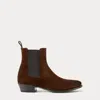 Ralph Lauren Calf-suede Chelsea Western Boot In Brown