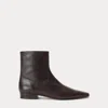 Ralph Lauren Calfskin Ankle Boot In Brown