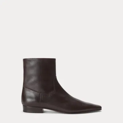 Ralph Lauren Calfskin Ankle Boot In Brown