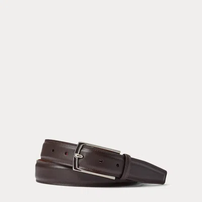 Ralph Lauren Calfskin Belt In Dark Brown In Orange