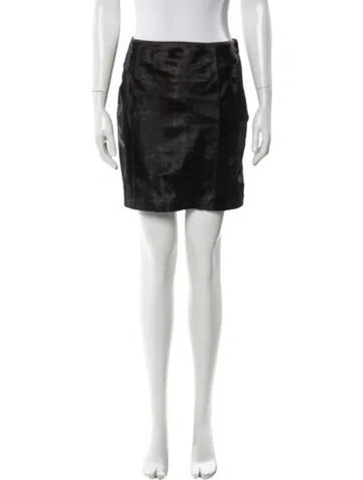 Pre-owned Ralph Lauren Calfskin Mini Skirt In Black