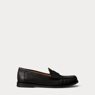 Ralph Lauren Calfskin Penny Loafer In Black