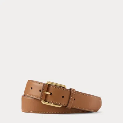 Ralph Lauren Calfskin Roller-buckle Belt In Gold