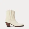 Polo Ralph Lauren Calfskin Suede Western Boot In Ivory
