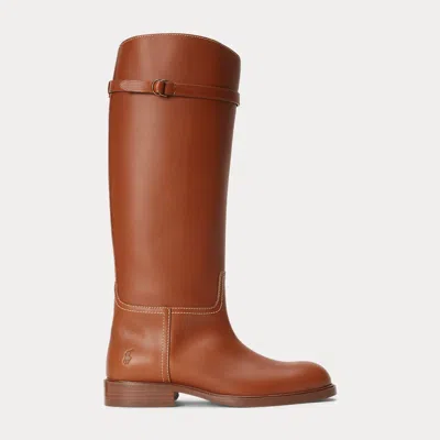 Polo Ralph Lauren Calfskin Tall Riding Boot In Cuoio In Brown