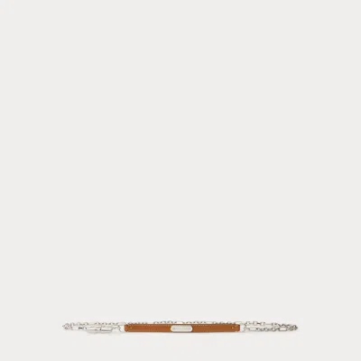 Ralph Lauren Calfskin Toggle Chain Skinny Belt In Metallic