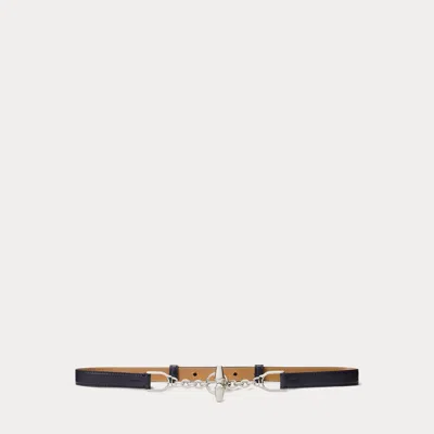 Ralph Lauren Calfskin Toggle Skinny Belt In Black