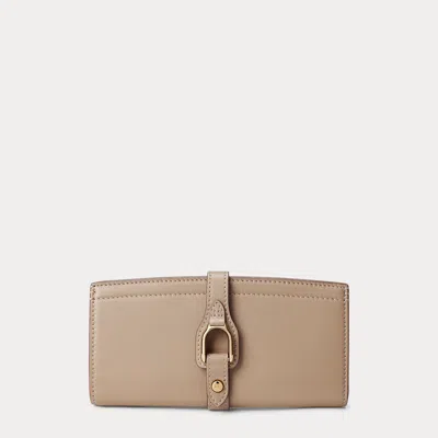 Ralph Lauren Calfskin Welington Long Slim Wallet In Brown