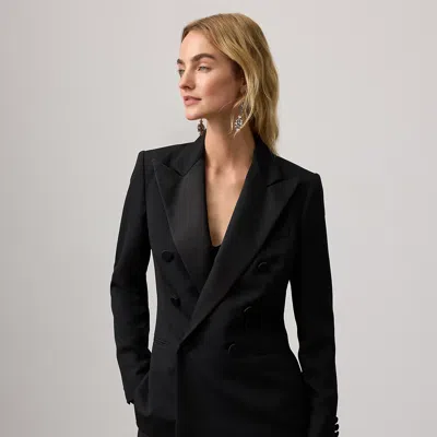 Ralph Lauren Callahan Wool Barathea Tuxedo Jacket In Black