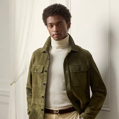 Ralph Lauren Calloway Suede Shirt Jacket In Green