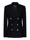 RALPH LAUREN CAMDEN BLACK BROKEN-TWILL CASHMERE DOUBLE-BRE