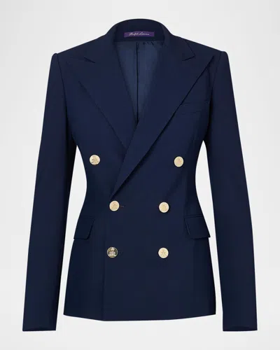 Ralph Lauren Camden Cashmere Twill Double-breasted Jacket In Blue