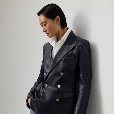 Ralph Lauren Camden Lambskin Jacket In Black