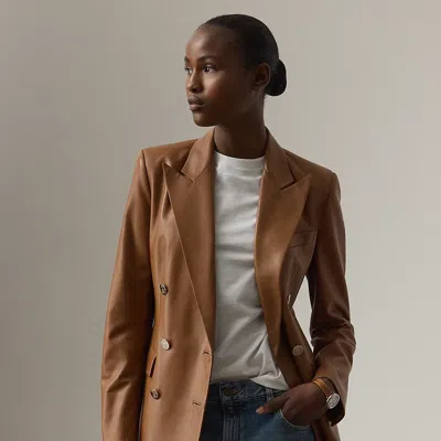 Ralph Lauren Camden Lambskin Jacket In Brown