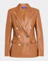 Ralph Lauren Camden Leather Double-breasted Jacket In Brown