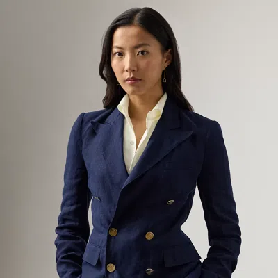 Ralph Lauren Camden Linen Jacket In Lux Navy In Blue