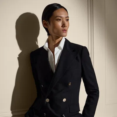 Ralph Lauren Camden Wool Crepe Jacket In Black In Blue