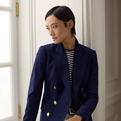 Ralph Lauren Camden Wool Crepe Jacket In Lux Navy In Black